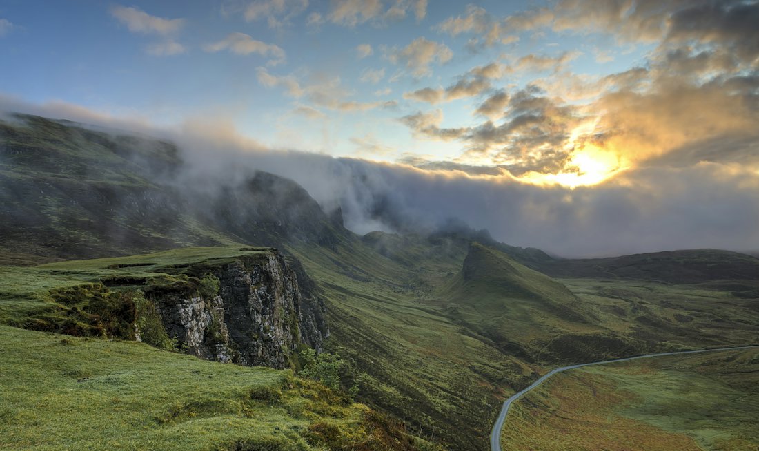 Green mountains rising above the valley